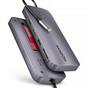 AXAGON HMC-6GM2 Wieloportovy hub USB 6in1, 10Gbps, USB-A, USB-C, HDMI 4K/60Hz, M.2 NVMe/SATA, SD/microSD, PD 100W, 20cm USB-C kabel NUAXNUS5PHMC6GM