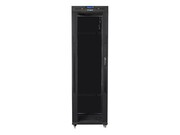 Lanberg Szafa instalacyjna rack stojąca 19 42U 600x1000 czarna, drzwi szklane lcd (flat pack) NULAGR42U000026