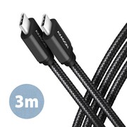AXAGON BUCM3-CM30AB Kabel USB-C - USB-C, 3.0m, PD 60W, 3A, ALU, oplot, czarny AKAXNTUCM3CM30A