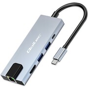 Qoltec HUB Adapter USB-C 5w1 | USB-C PD 100W | 2xUSB | HDMI 4K | RJ45 NUQOLUS5P053795