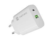 Natec Ładowarka sieciowa Ribera 1xUSB-A 1xUSB-C 20W biała AZNATUL00000032