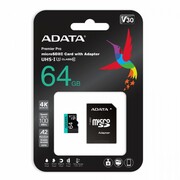 Adata Karta pamięci microSD Premier Pro 64GB UHS1 U3 V30 A2 + adapter SFADAMDG64U1C23