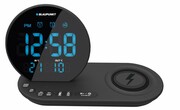 Blaupunkt Radiobudzik FM PLL/Alarm/USB/CR85BK CHARGE/Ładowanie bezprzewodowe/Temperatura wewnętrzna/zewnętrzna/czarny UBBAURBCR85BK00