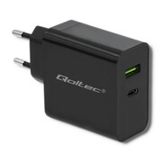 Qoltec Ładowarka sieciowa | 45W | 5-20V | 2.25-3A | USB typ C PD | USB | Czarna AZQOLUL00051717