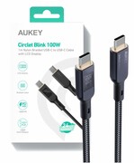 AUKEY CB-MCC102 nylonowy kabel USB C - USB C | LED | 1.8m | 5A | 100W PD | 20V AKAUKKUCBMCC102