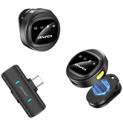 AWEI Mikrofon krawatowy MK3 Duo bezprzewodowy czarny UHAWEMAWE000303