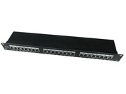 Gembird Patch Panel 24 Porty 1U 19'' Kat.6 ekran z funkcją organizacji kabli czarny NUGEMPP24K60002