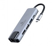 Gembird Adapter wieloportowy USB-C 5w1, PD, HDMI, USB 3.1, USB 2.0, LAN NUGEMUS5P000002