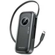 AWEI Powerbank PA-9 22,5W 10000mAh z kablem USB-C wbudowanym czarny AZAWEUAPAWE0268