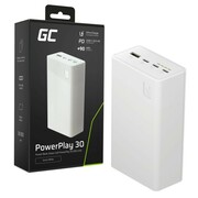 Green Cell Powerbank 30 000mAh, 22.5W, 4 porty, biały AZGCEUAPPBGC30W