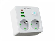 BLOW Rozgałęźnik R-20 PR 2-GNIAZDA + 2USB + USB-C biały AKBLOKSAG098611