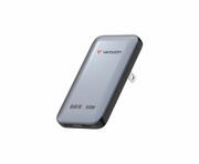 Verbatim Ładowarka Essentials Slim GaN 65W 2x USB-C, US/UK/UE szara AZVRBUL00030280
