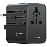 USAMS Ładowarka travel adapter 17W CC308 USB-C + USB-A 4w1 US/AU/EU/UK czarna AZUSATLUSA01589