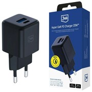 3MK Ładowarka sieciowa Hyper GaN 20W 1xUSB-A 1xUSB-C PD QC4+ czarna AZ3MKTL3M007677