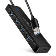 AXAGON HUE-C1A 4-portowy hub USB 5Gbps Travel, USB-C power IN, kabel Type-A 19cm, USB-C dodatkowe zasilanie NUAXNUS4PHUEC1A