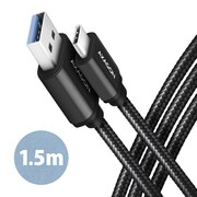 AXAGON BUCM3-AM15AB Kabel USB-C - USB-A, 1.5m, USB 3.2 Gen 1 3A, ALU, oplot, czarny AKAXNTUCM3AM15A