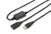 Digitus Kabel przedłużający USB 2.0 HighSpeed Typ USB A/USB A M/Ż aktywny, czarny 15m AKASSPU00000008