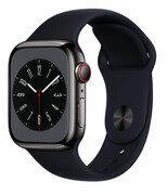 APPLE Watch Series 8 GPS + Cellular 41 mm Graphite Stainless Steel Case with Midnight Sport Band – Regular Watch Series 8 GPS Cellular 41 mm Graphite Stainless Steel Case with Midnight Sport Band Regular APPLE