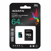 Adata microSD 64GB 100MB/s AUSDX64GUI3V30SA2-RA1 microSD 64GB 100MB/s AUSDX64GUI3V30SA2-RA1 ADATA