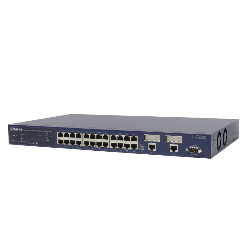 Netgear Managed Switch 24x10/100BaseTX, 2xGigabit Combo (RJ45/GBIC) - FSM726EU
