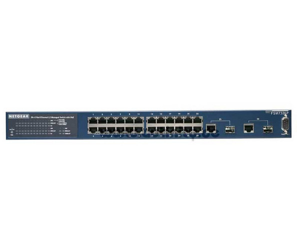 Netgear Managed L3 Switch 24x10/100BaseTX, 2xGigabit Combo (RJ45/SFP) PoE - FSM7326PEU