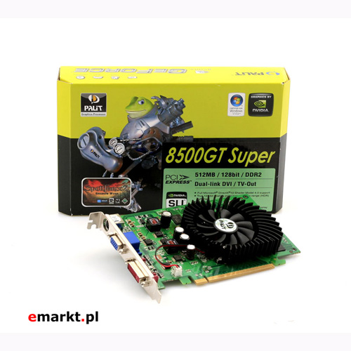 Karta graficzna Palit GeForce 8500GT 512MB DDR2 / 128bit TV / DVI PCI-E (Super) (2.5ns)