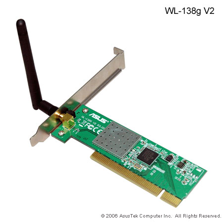 Asus Karta Wireless PCI 54Mbps 802.11g, Tryb AP z NAT - WL-138Gv2